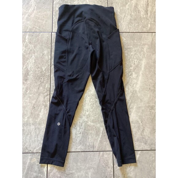 Lululemon Pants Womens 4 Black High Rise Side Pocket Reflective Running Leggings - Picture 2 of 5
